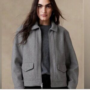 Banana Republic Melton Volume Sleeve Jacket Light Gray sz Petite S SP NEW NWT